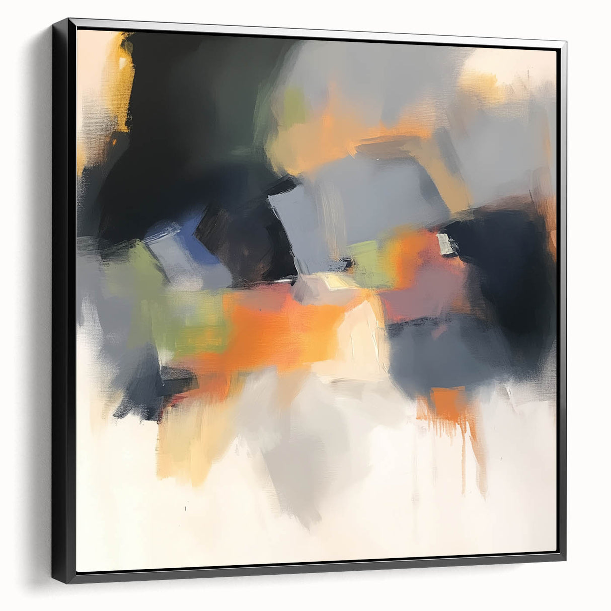 Large Abstract Wall Art – Urban Spectrum in Gray, Orange & Olive