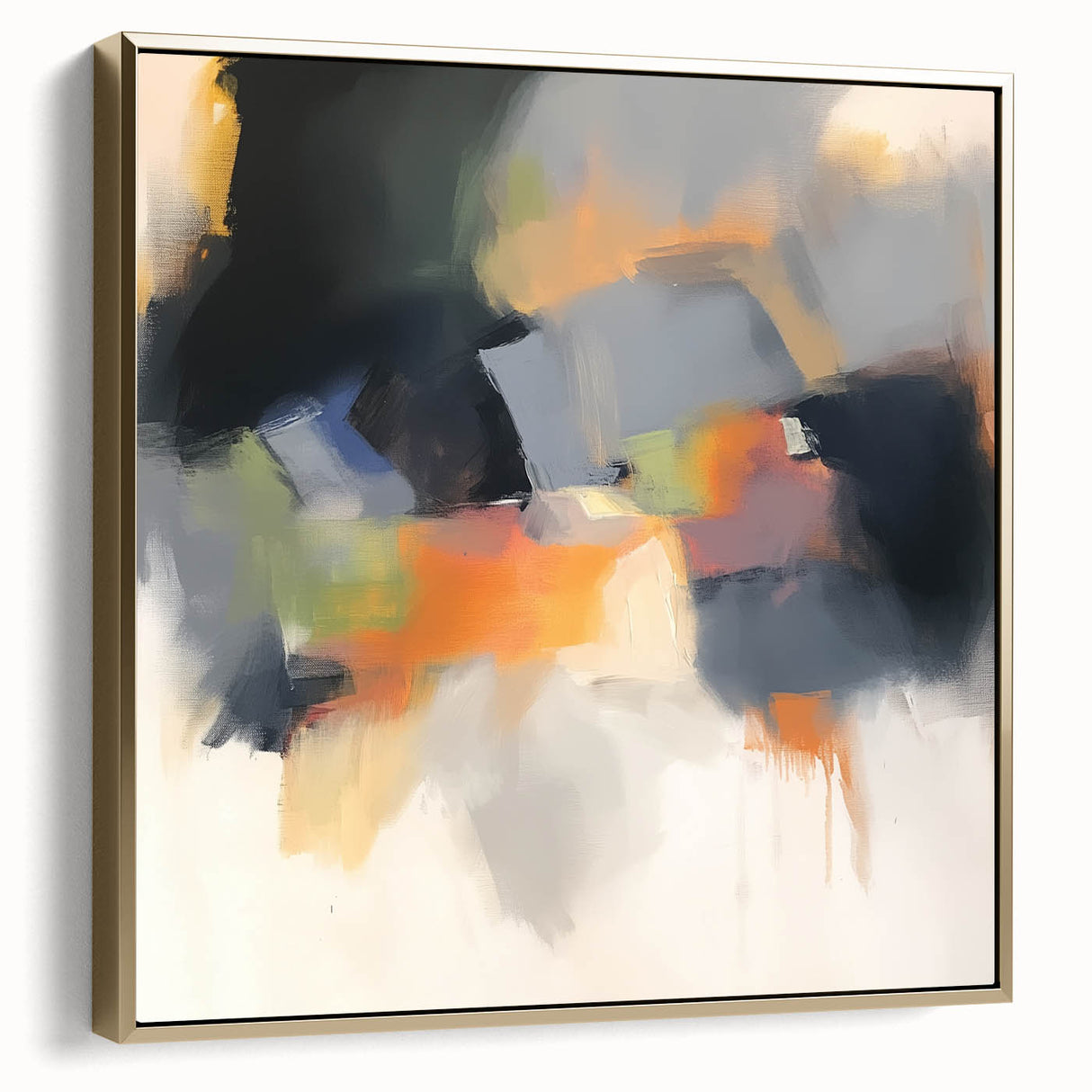 Large Abstract Wall Art – Urban Spectrum in Gray, Orange & Olive