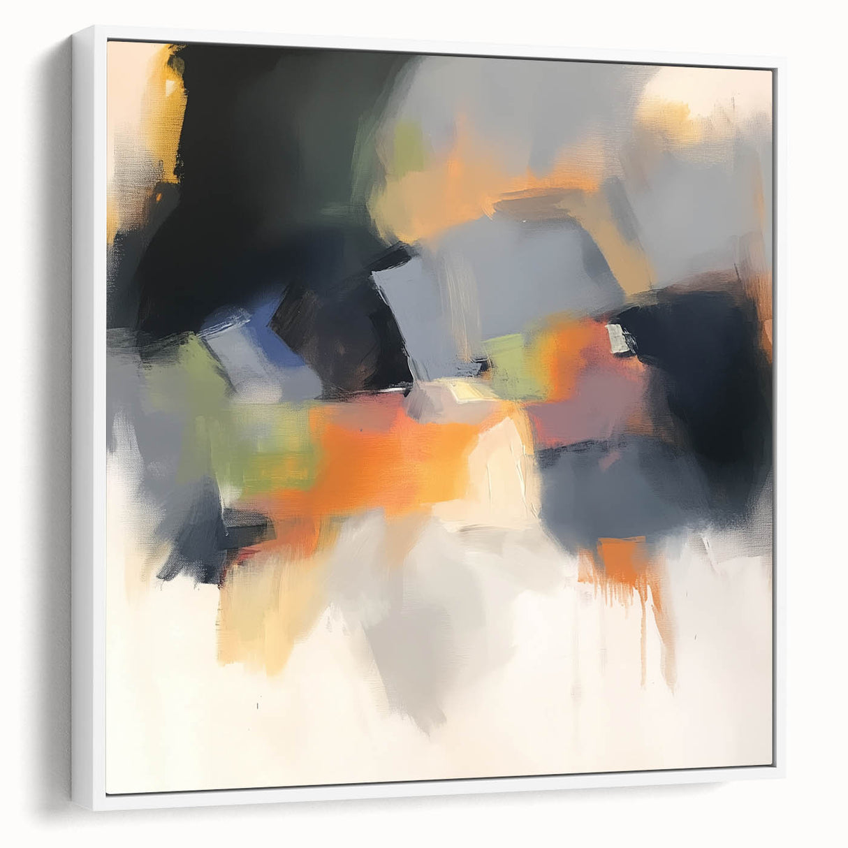 Large Abstract Wall Art – Urban Spectrum in Gray, Orange & Olive