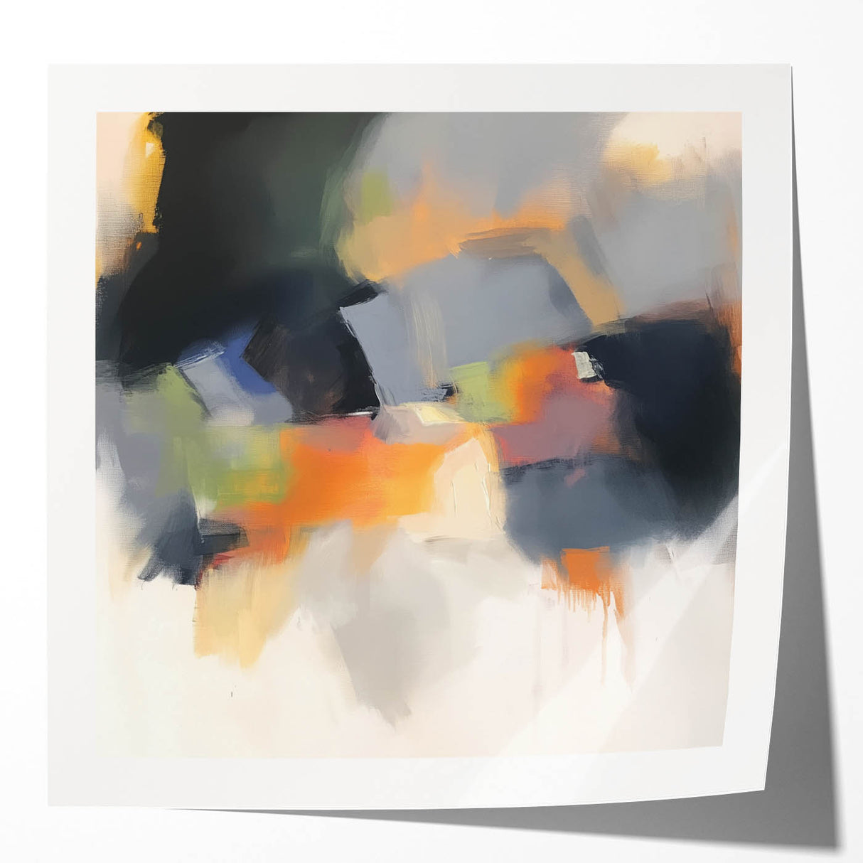 Large Abstract Wall Art – Urban Spectrum in Gray, Orange & Olive