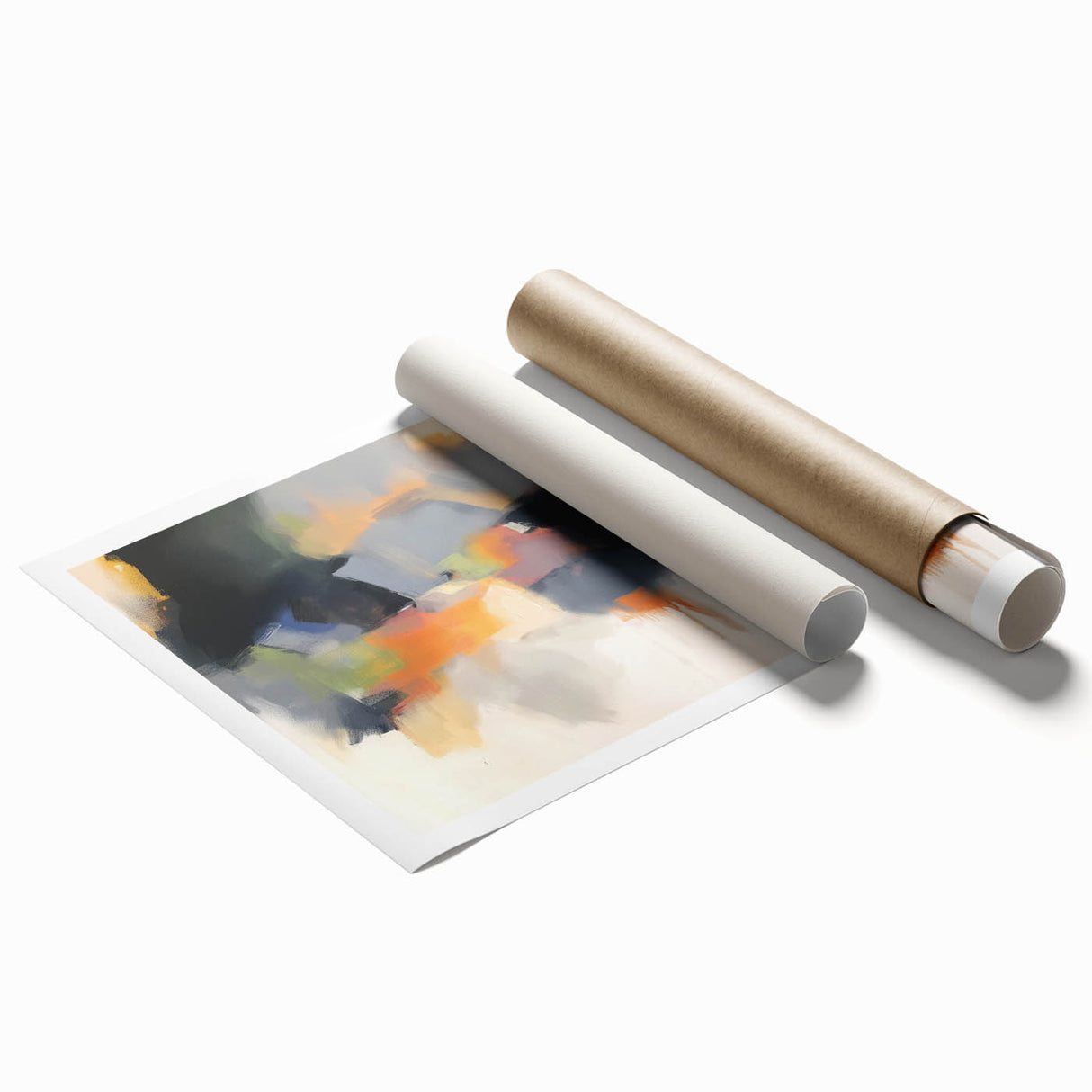 Large Abstract Wall Art – Urban Spectrum in Gray, Orange & Olive