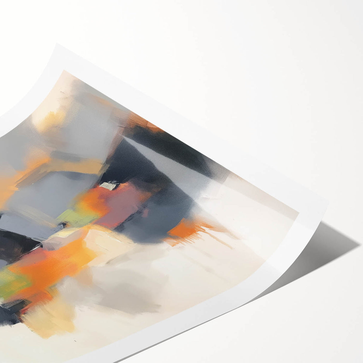 Large Abstract Wall Art – Urban Spectrum in Gray, Orange & Olive