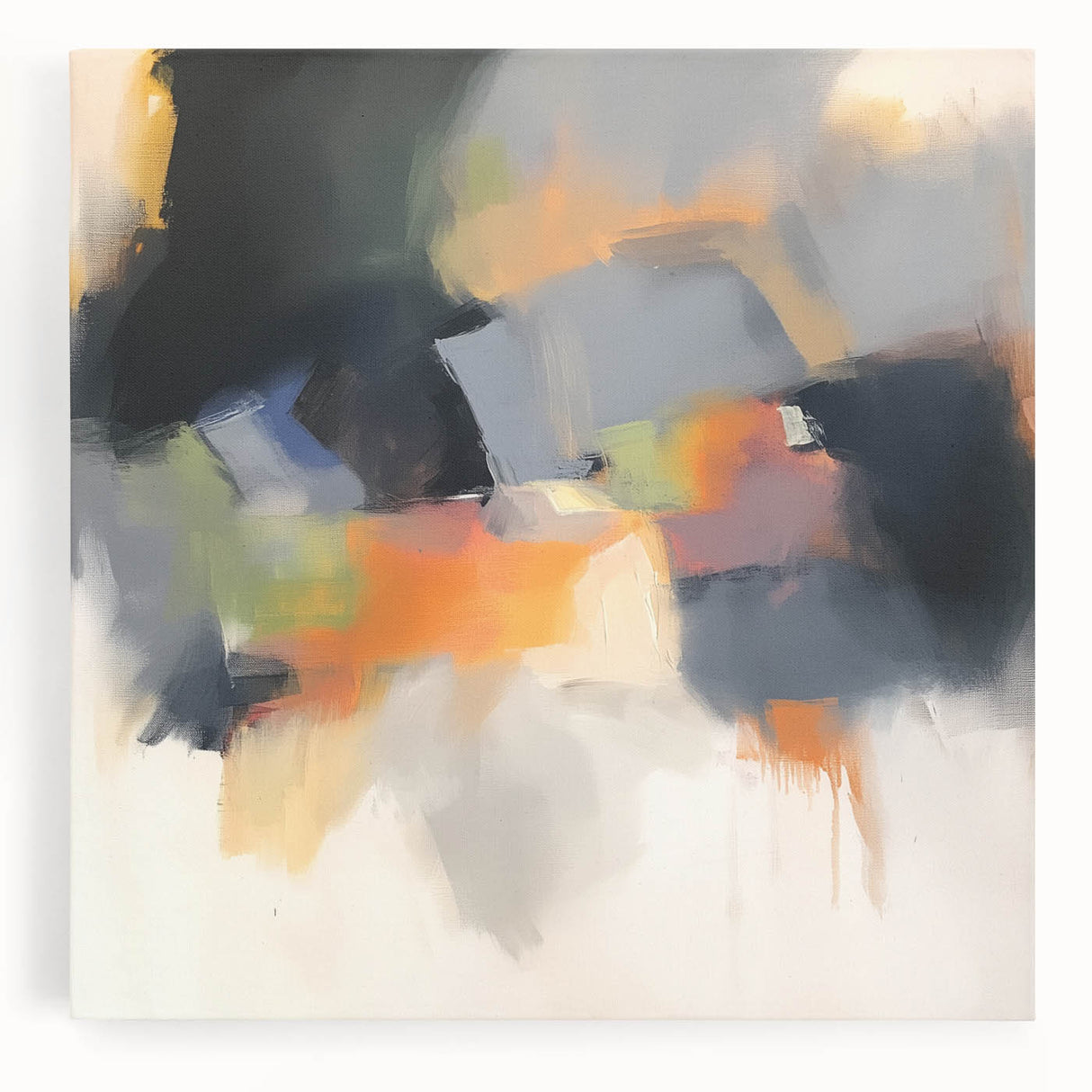 Large Abstract Wall Art – Urban Spectrum in Gray, Orange & Olive