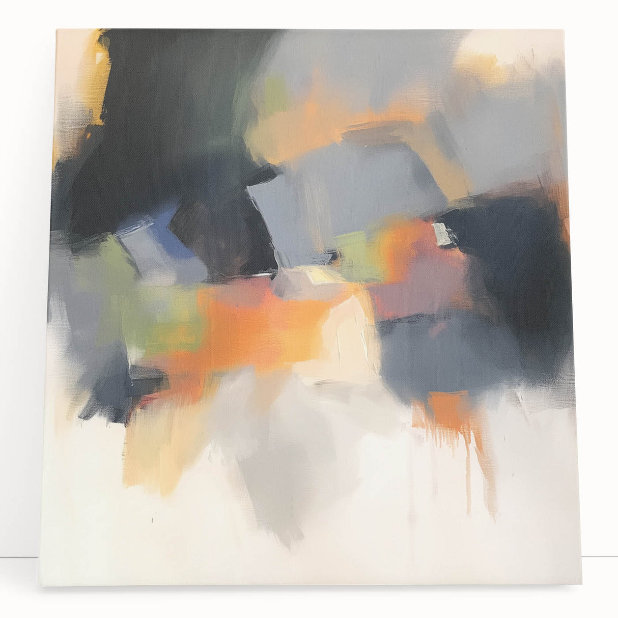 Large Abstract Wall Art – Urban Spectrum in Gray, Orange & Olive