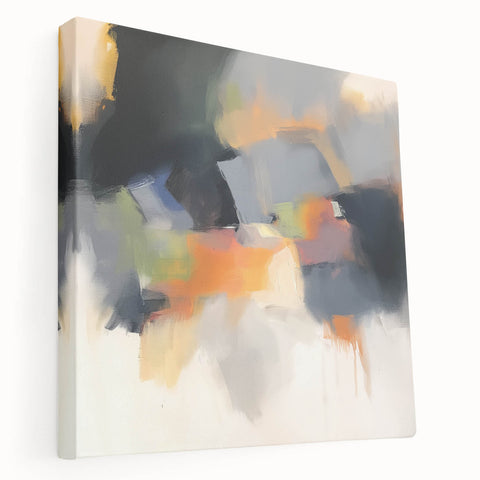 Large Abstract Wall Art – Urban Spectrum in Gray, Orange & Olive