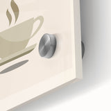 Large abstract wall art in vibrant red and orange tones on acrylic glass, suitable for dining room ambiance.