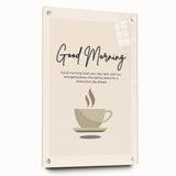 Large abstract wall art on acrylic glass featuring vibrant swirls of red and blue, ideal for dining room decor.