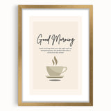 Extra large abstract art print with textured swirls in gold and white, framed with a mat for living room decor.