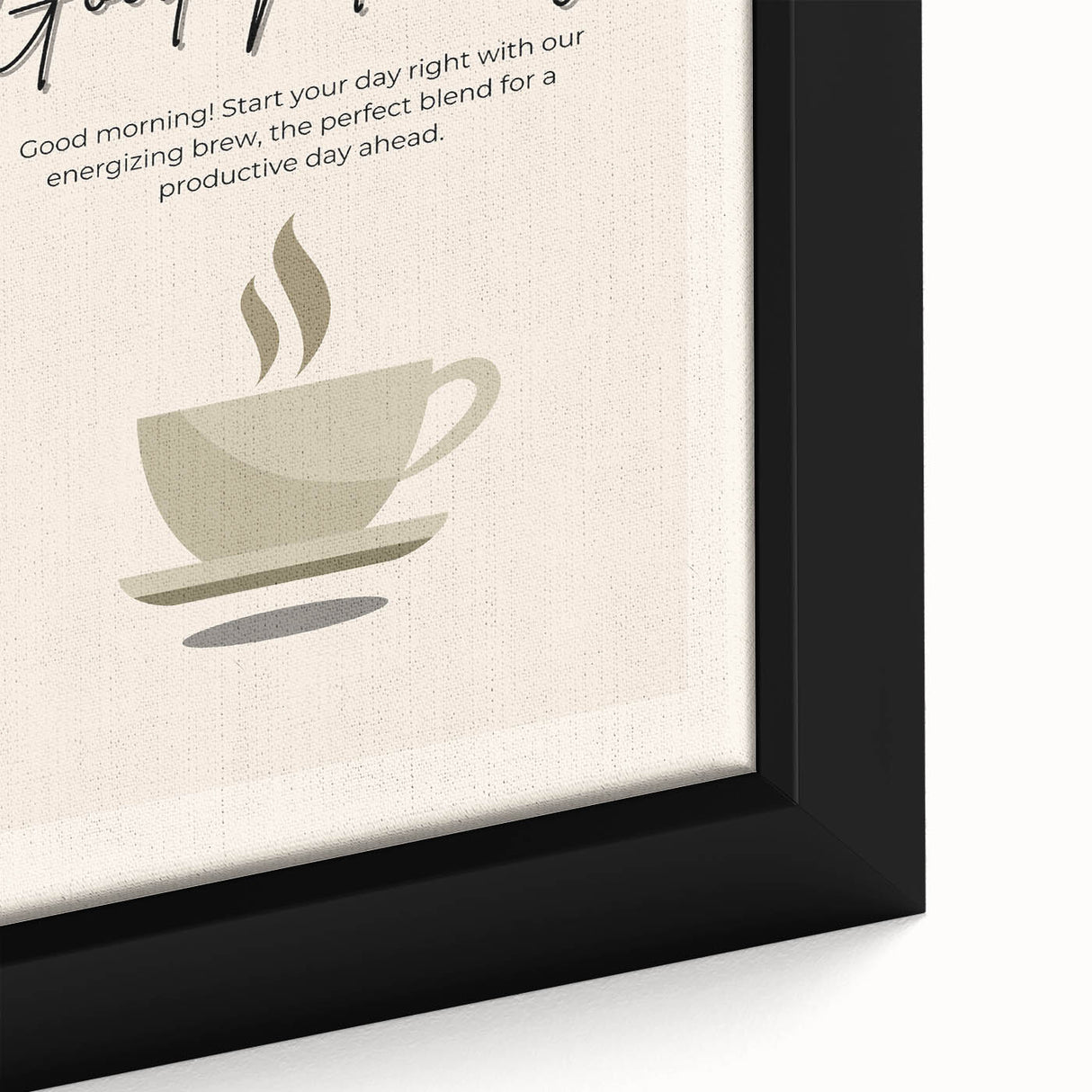 Extra large black wall art featuring colorful, textured food and drinks imagery on framed canvas.