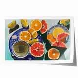 Rolled canvas print featuring an array of vibrant fruits in a realistic style, ideal for art wall dining room.