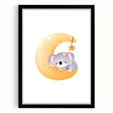 Sleeping Koala on Moon Kids Room Print - Nursery Wall Art