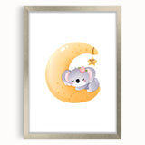 Sleeping Koala on Moon Kids Room Print - Nursery Wall Art