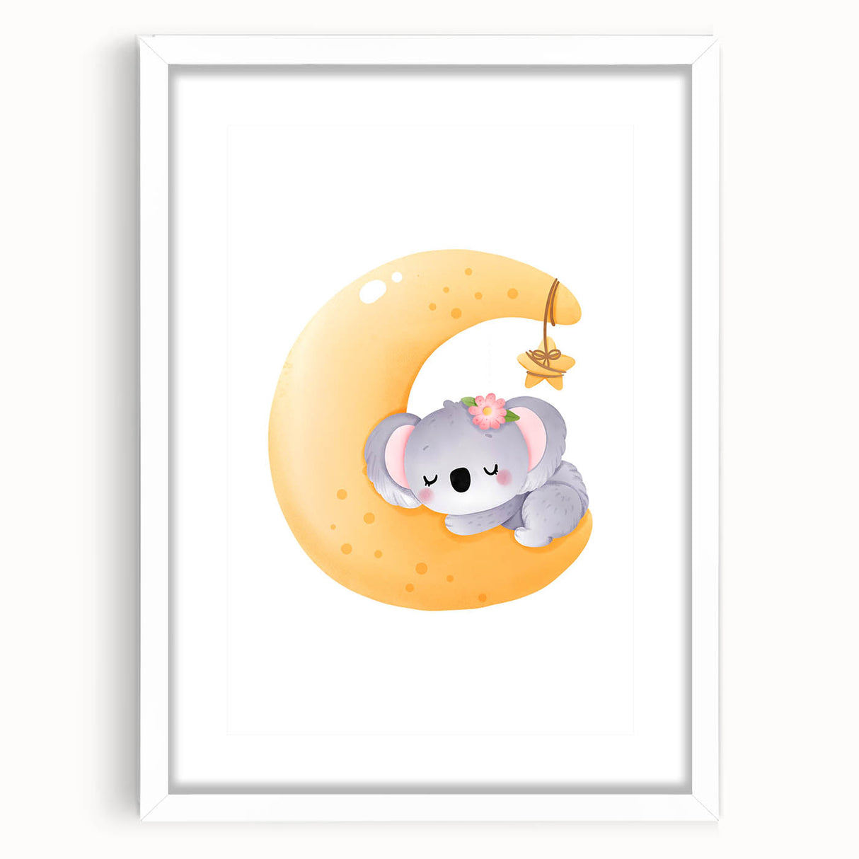 Sleeping Koala on Moon Kids Room Print - Nursery Wall Art