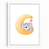 Sleeping Koala on Moon Kids Room Print - Nursery Wall Art