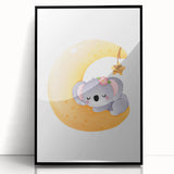 Sleeping Koala on Moon Kids Room Print - Nursery Wall Art
