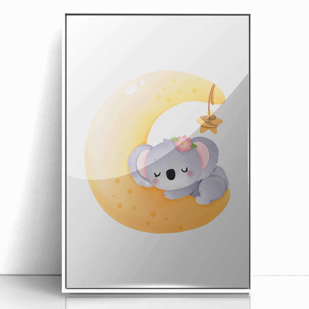 Sleeping Koala on Moon Kids Room Print - Nursery Wall Art