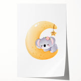 Sleeping Koala on Moon Kids Room Print - Nursery Wall Art