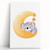 Sleeping Koala on Moon Kids Room Print - Nursery Wall Art