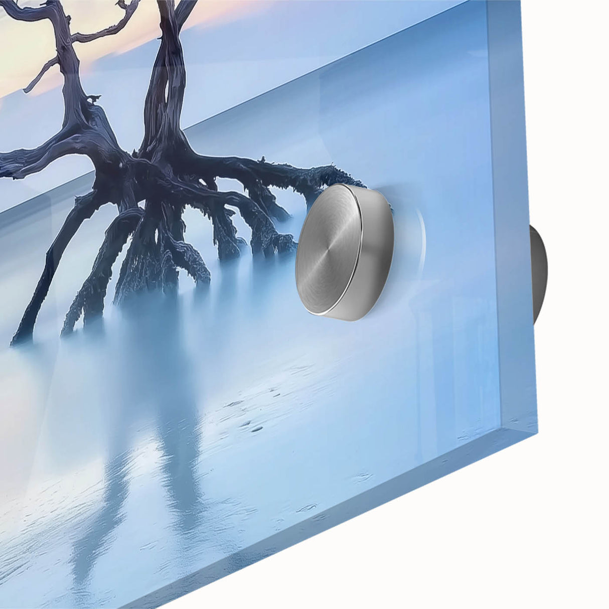 Close-up of a vibrant acrylic landscape artwork depicting serene beaches, featuring rich blues and sandy tones, ideal for home decor and beach-themed interiors.