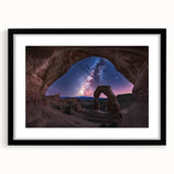 Landscape canyon artwork framed with a black mat, showcasing vibrant colors and intricate details, perfect for adding a touch of nature to any decor.