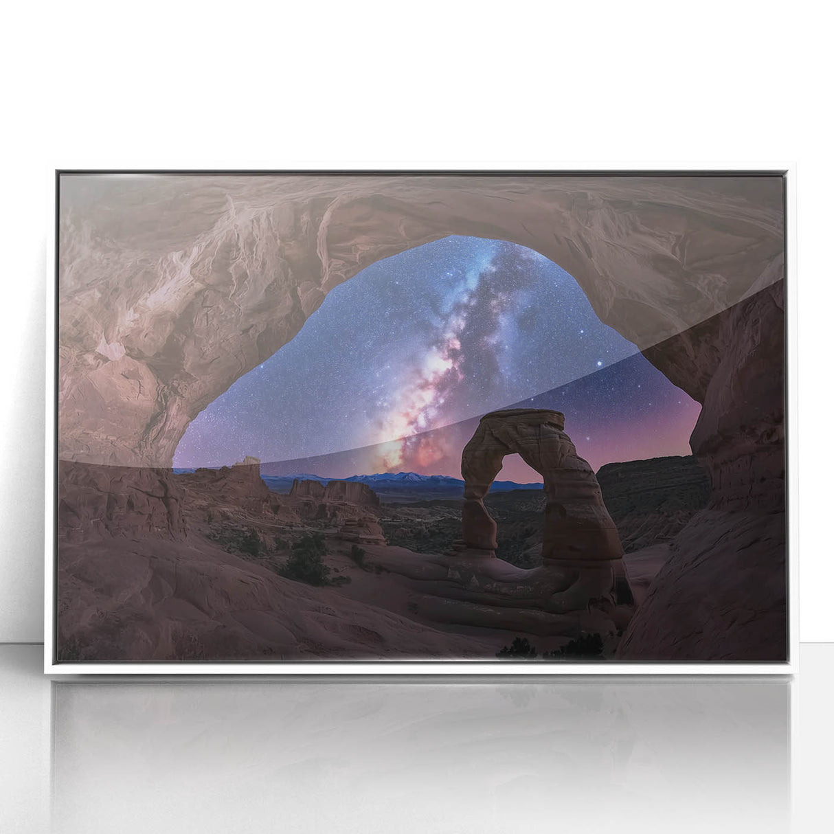 Framed acrylic wall art showcasing a vibrant landscape of canyons in rich earthy tones. Ideal for modern decor, enhancing any living space with natural beauty.