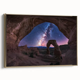 Framed landscape canvas art depicting vibrant canyons with rich gold accents, showcasing a stunning view that enhances any room's decor and ambiance. Ideal for nature lovers and art enthusiasts.