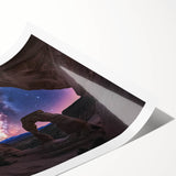 Vibrant landscape art print depicting majestic canyons in rich earth tones, rolled and securely packaged in a protective tube, ideal for home decor enhancement.