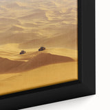 Close-up of a framed canvas depicting a vibrant desert landscape, showcasing warm earthy tones, intricate details, and a serene atmosphere, perfect for home decor.
