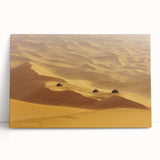 Stretched canvas art print showcasing a vibrant desert landscape with warm, earthy tones and dramatic sky, ideal for modern home decor accents.