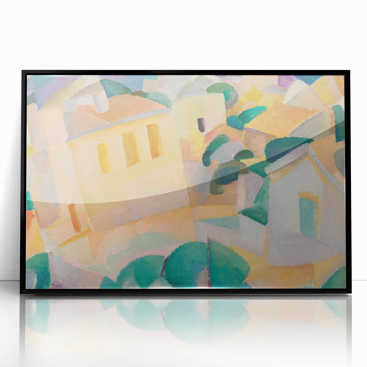 Modern Wall Art – Abstract Geometric Landscape with Soft Pastel Tones