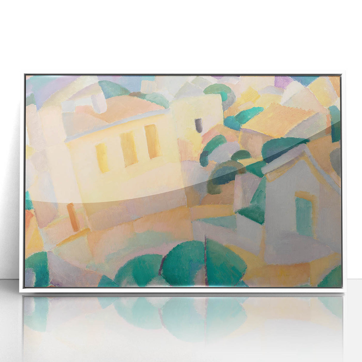Modern Wall Art – Abstract Geometric Landscape with Soft Pastel Tones