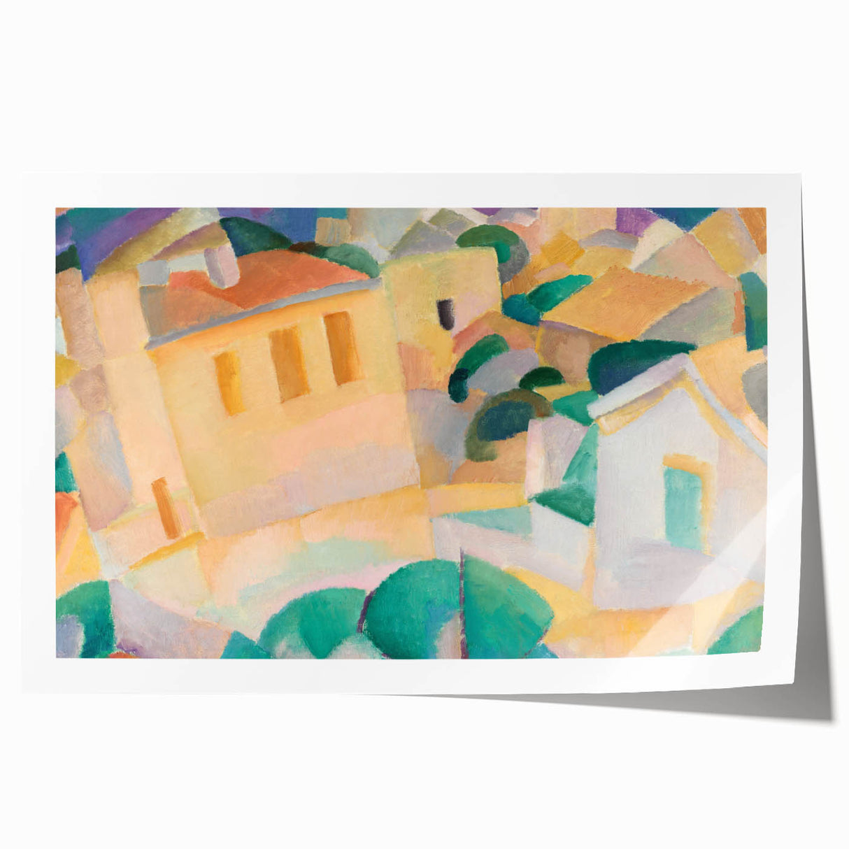 Modern Wall Art – Abstract Geometric Landscape with Soft Pastel Tones