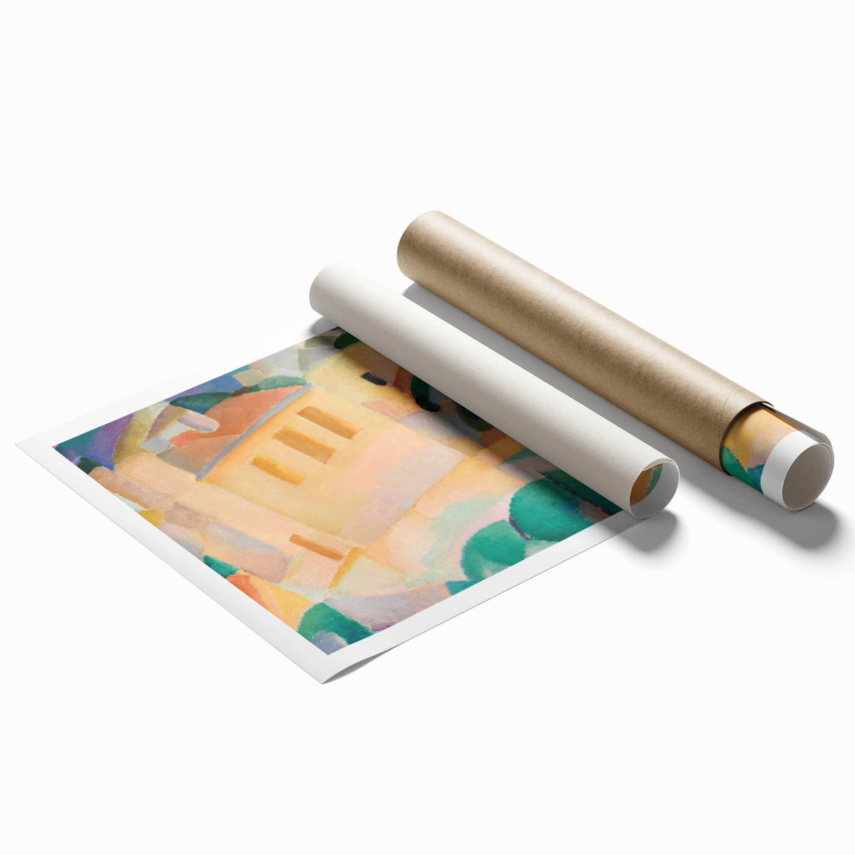 Modern Wall Art – Abstract Geometric Landscape with Soft Pastel Tones
