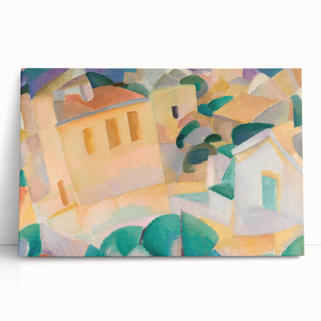 Modern Wall Art – Abstract Geometric Landscape with Soft Pastel Tones