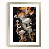 Textured abstract art print in neutral tones on a framed canvas, ideal for modern bedroom ambiance.