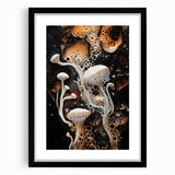 Extra large abstract art print featuring colorful textured elements, framed with mat, ideal for living room decor.