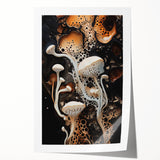 Extra large rolled print of natural close-up floral elements in muted green and brown tones, ideal for art wall dining room.