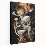 Close-up of a large stretched canvas featuring natural elements in earth tones, ideal for kitchen wall art.