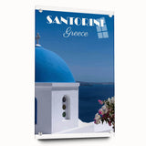 Vintage Santorini Travel Poster - Greece Retro Art Print