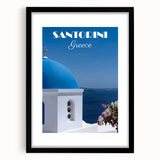 Vintage Santorini Travel Poster - Greece Retro Art Print