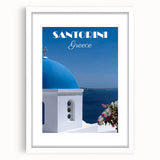 Vintage Santorini Travel Poster - Greece Retro Art Print