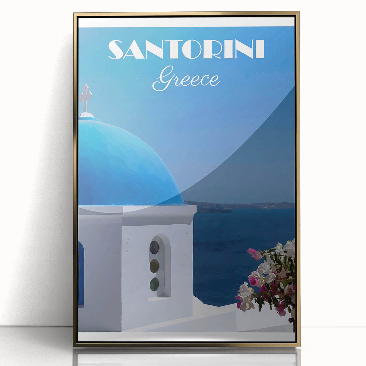 Vintage Santorini Travel Poster - Greece Retro Art Print