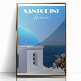 Vintage Santorini Travel Poster - Greece Retro Art Print