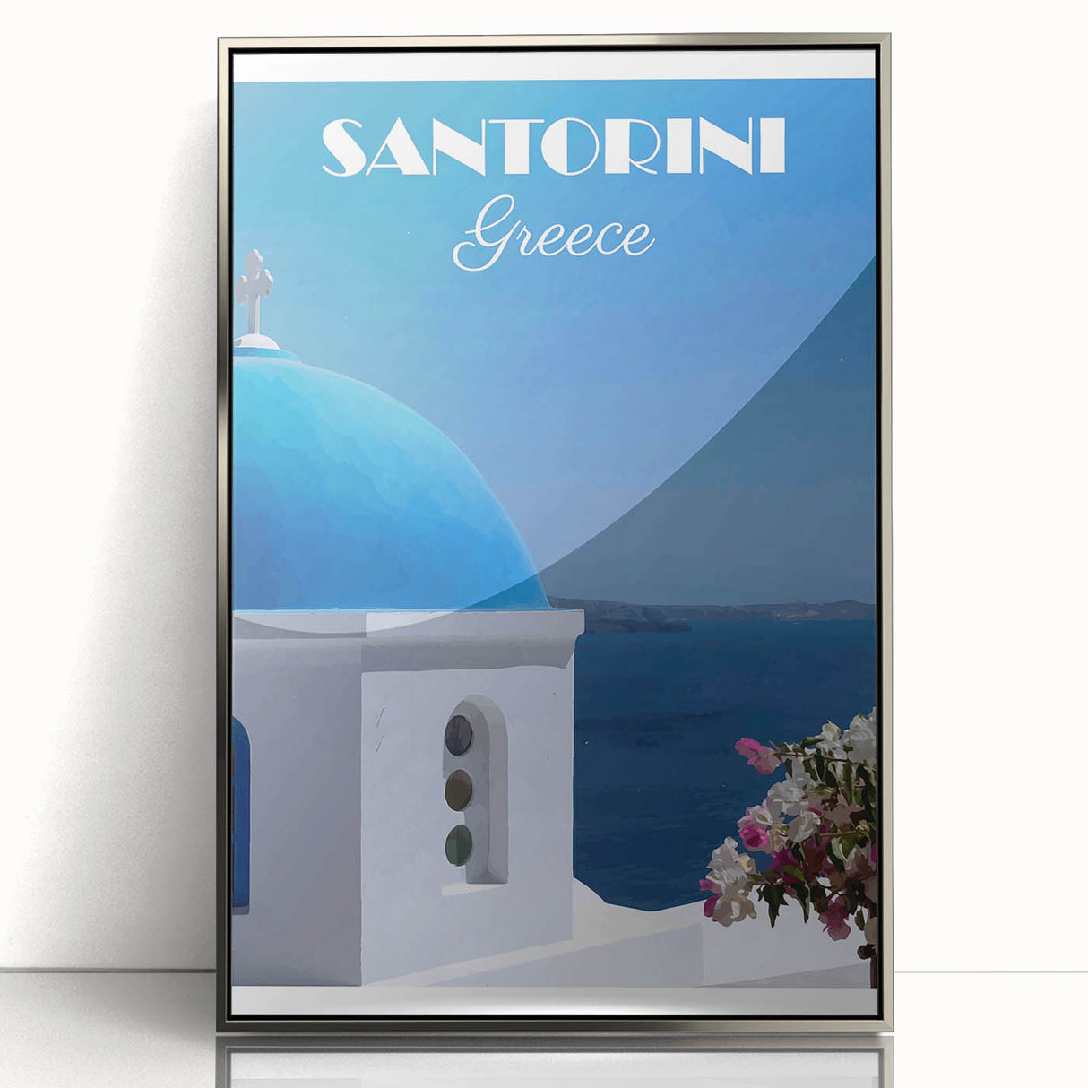 Vintage Santorini Travel Poster - Greece Retro Art Print