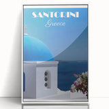 Vintage Santorini Travel Poster - Greece Retro Art Print