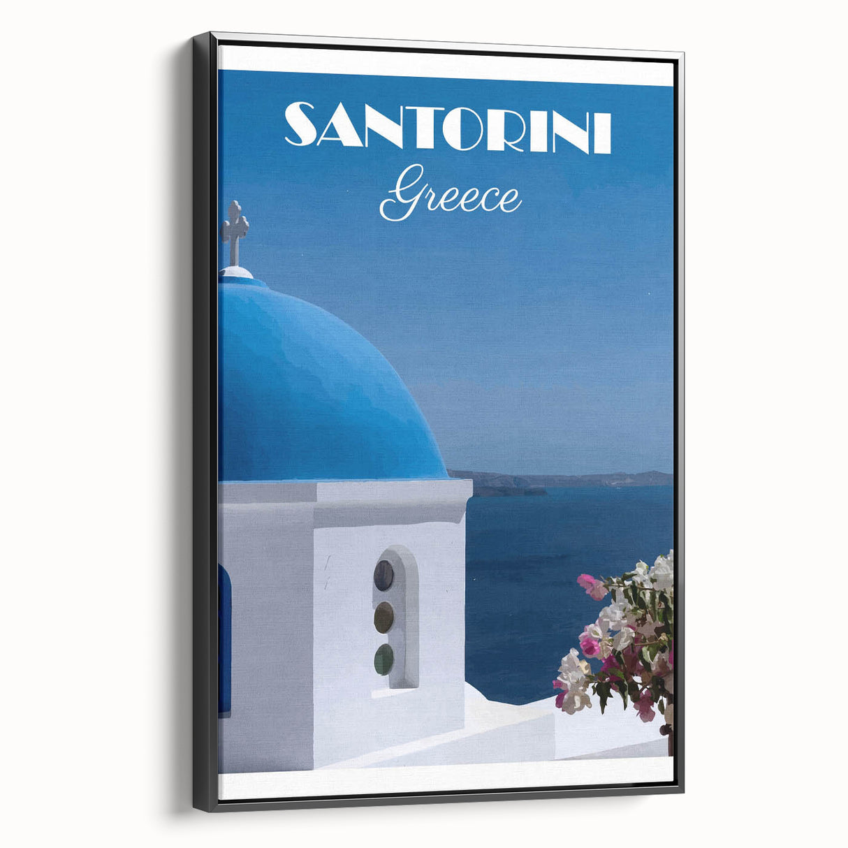 Vintage Santorini Travel Poster - Greece Retro Art Print