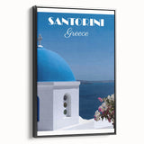 Vintage Santorini Travel Poster - Greece Retro Art Print