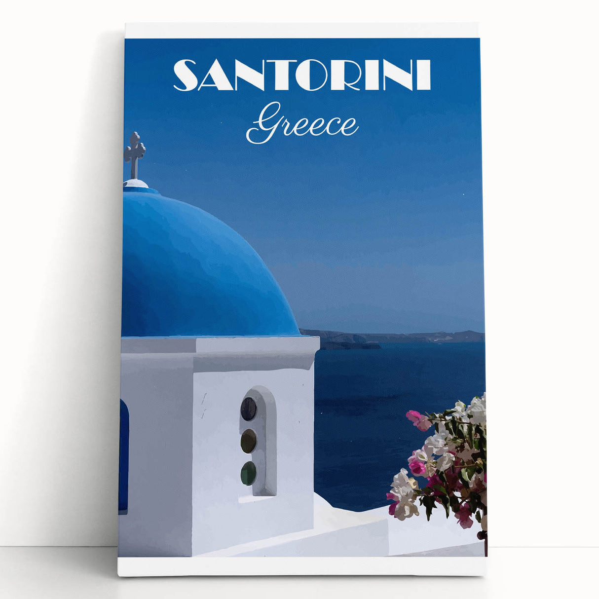 Vintage Santorini Travel Poster - Greece Retro Art Print