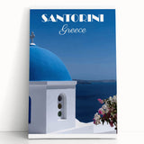 Vintage Santorini Travel Poster - Greece Retro Art Print