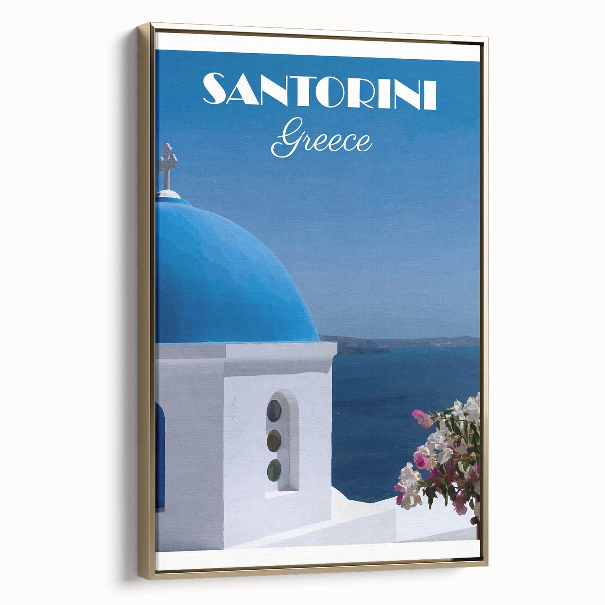 Vintage Santorini Travel Poster - Greece Retro Art Print